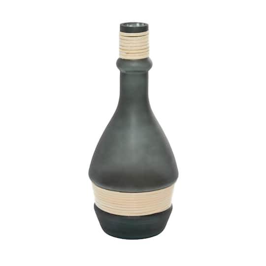 16" Green Contemporary Glass Vase